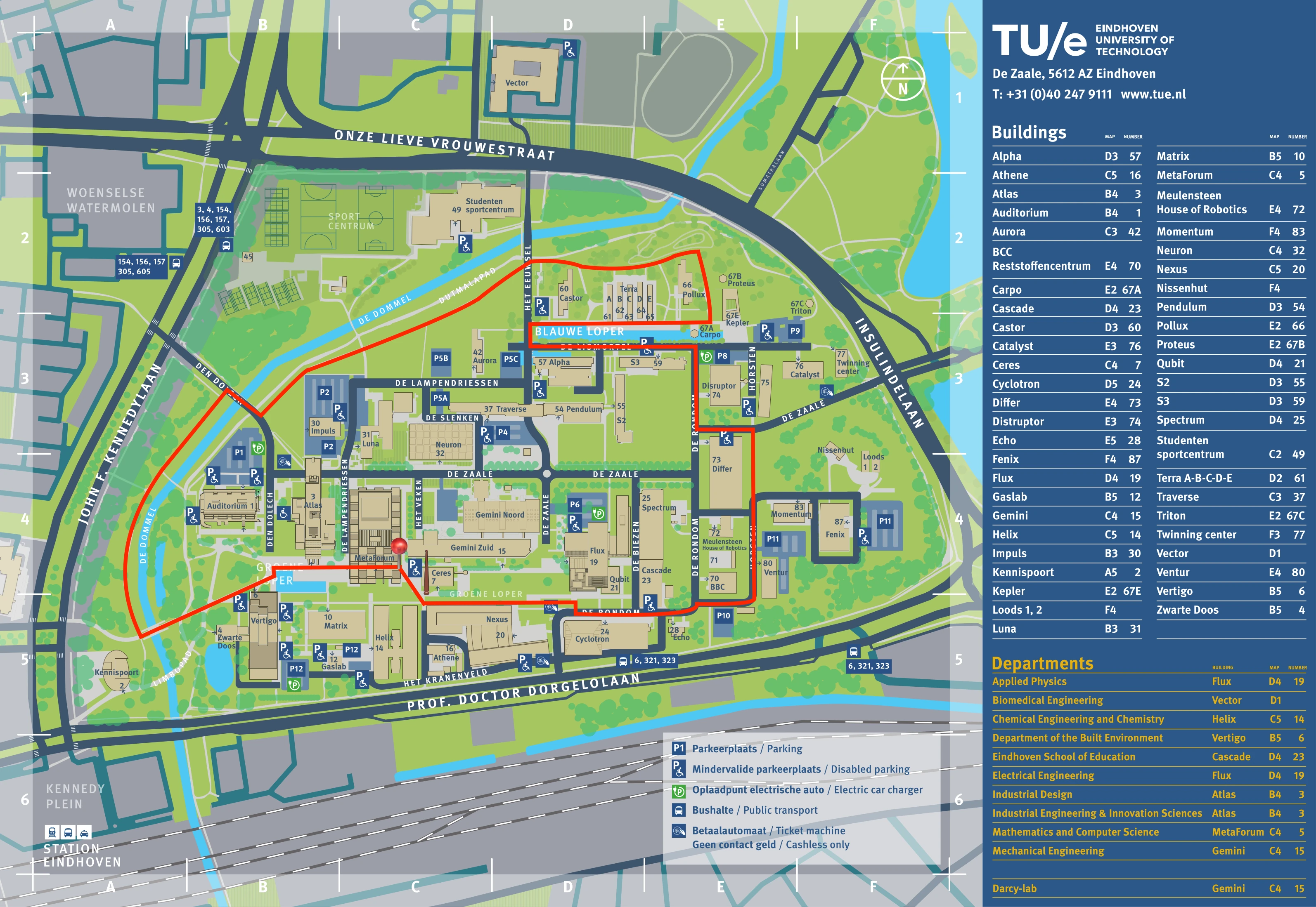 Fund Run route map — 3 km through TU/e campus